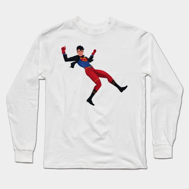 SuperBoy Floating Long Sleeve T-Shirt by ColonelBaconBits